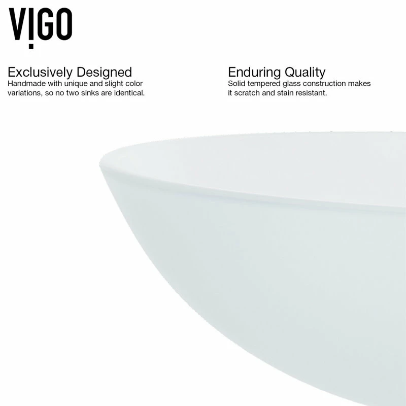 VIGO White Frost Glass Vessel Bathroom Sink Set With Dior Vessel Faucet 11 VIGO White Frost Glass Vessel Bathroom Sink Set With Dior Vessel Faucet - Image 11