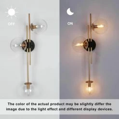 LNC Lighting LNC Modern 3-Light Matte Gold Glass Shade Wall Sconce Fixture 30"H -home bar shop 95e1a8430316cc56 6451 w800 h800 b0 p0