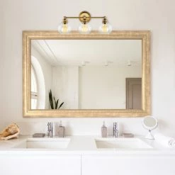 Kira Home Odette 22" 3-Light Bathroom Light, Glass Globe Shades + Warm Brass -home bar shop 9601706b00de47e4 8695 w800 h800 b0 p0