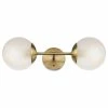 Globe Electric Celestia 2-Light Wall Sconce, Matte Brass, Frosted Glass Shades