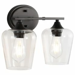 JONATHAN Y Jayne 1-Light Iron/Glass Cottage LED Vanity Light, Oil Bronze, Width: 15.75"