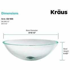 Kraus USA, Inc. Crystal Clear 16 1/2" Glass Vessel Bathroom Sink -home bar shop 96d1bb9700e5e6cd 3140 w800 h800 b1 p0