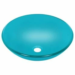 MR Direct Sinks And Faucets 601 Colored Glass Vessel Sink, Turquoise, Sink Only, No Additional Accessories