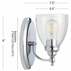 JONATHAN Y Marais Metal/Glass LED Vanity Light, Chrome, Width: 5.50" -home bar shop 9791428f0390fe48 8465 w800 h800 b1 p0