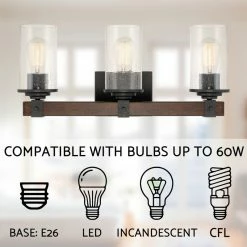 Kira Home Brentwood 22.5" Farmhouse / Bathroom Light, Seeded Glass Shades -home bar shop 979160c000c7cfb9 8464 w800 h800 b0 p0