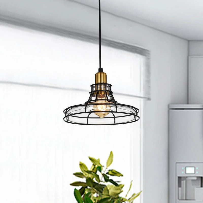 Edvivi Lighting Locke 1-Light Black And Antique Gold Pendant With Clear Glass Shade 2 Edvivi Lighting Locke 1-Light Black And Antique Gold Pendant With Clear Glass Shade - Image 2