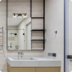 Kira Home Sebastian 22.5" Farmhouse / Bathroom Light, Globe Glass Shades, Smoked -home bar shop 97d190d302318400 6337 w800 h800 b0 p0