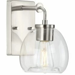 Progress Lighting Caisson 1-Light Brushed Nickel Clear Glass Industrial Bath Vanity Light