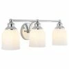 JONATHAN Y Lydia Iron/Frosted Glass Farmhouse Cottage LED Vanity, 3-Light