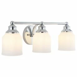 JONATHAN Y Lydia Iron/Frosted Glass Farmhouse Cottage LED Vanity, 3-Light