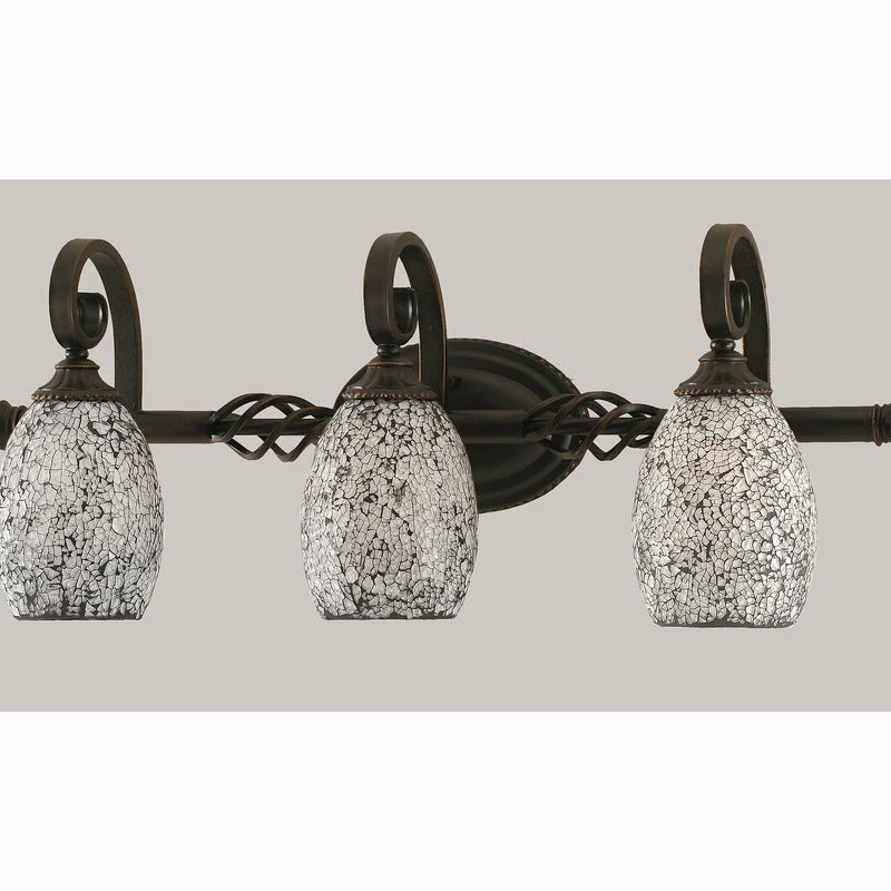 Toltec Lighting Elegante 3 Light Bath, 5" Black Fusion Glass 2 Toltec Lighting Elegante 3 Light Bath, 5" Black Fusion Glass - Image 2