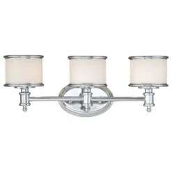 Vaxcel Carlisle 1-Light Vanity, Chrome, White Frosted Opal Glass, 3-Light