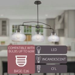 Kira Home Harlow 37.5" Farmhouse Kitchen Island Light, Glass Shades, Adjustable -home bar shop 99e134dc00d397ae 8736 w800 h800 b0 p0