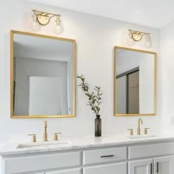 LALUZ 2-Light Matte Gold Modern Vanity Bathroom Vanity Light With Clear Glass -home bar shop 9a81866d03108677 9692 w800 h800 b0 p0