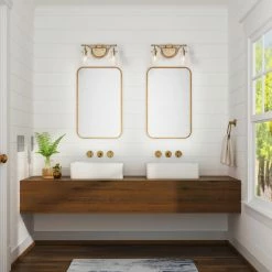 LALUZ 2-Light Matte Gold Modern Vanity Bathroom Vanity Light With Clear Glass -home bar shop 9ab1175d03108672 9692 w800 h800 b0 p0