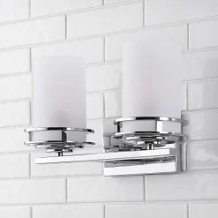 JONATHAN Y Fairfax 14.25" 2-Light Metal/Frosted Glass Contemporary LED Vanity Light, Chrome -home bar shop 9b51e81c000f222d 5476 w800 h800 b0 p0