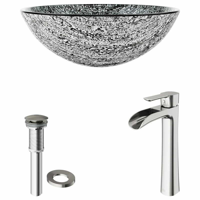 VIGO Titanium Glass Vessel Bathroom Sink And Niko Faucet Set 8 VIGO Titanium Glass Vessel Bathroom Sink And Niko Faucet Set - Image 8