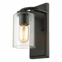 Golden Lighting Monroe 1-Light Wall Sconce, Black With Clear Glass -home bar shop 9c11c16001730f43 5278 w800 h800 b1 p0