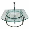 Renovators Supply Manufacturing Round Glass Wall Mount Console Sink 23 3/4" With Faucet, Drain And Towel Bar