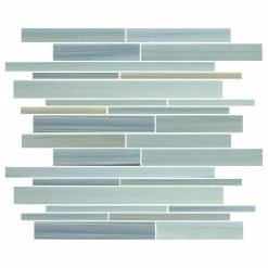 Rocky Point Tile Co Reflections Hand Painted Linear Glass Mosaic Tile, 12"x12"