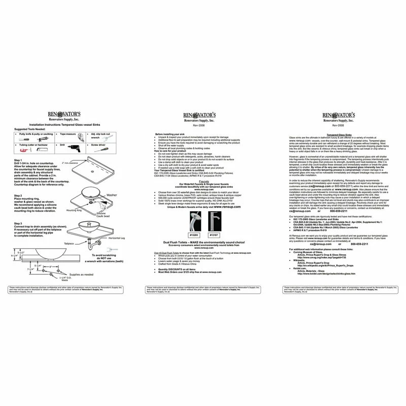 Renovators Supply Manufacturing Liberty Tempered Glass Vessel Sink With Drain, Blue Double-Layer Round Bowl Sink 5 Renovators Supply Manufacturing Liberty Tempered Glass Vessel Sink With Drain, Blue Double-Layer Round Bowl Sink - Image 5