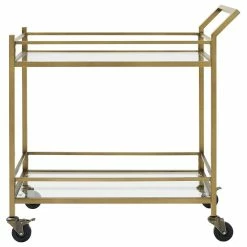 Decor Love Mid Century Bar Cart, Antique Gold Metal Frame With Glass Top And Lower Shelf -home bar shop 9ce1446501bb3a0b 1369 w800 h800 b1 p0
