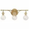 LNC Lighting LNC Modern 3-Light Matte Gold Teaedrop Shade Clear Glass Bathroom Lighting