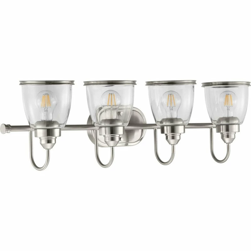 Progress Lighting Saluda Collection 4-Light Brushed Nickel Clear Glass Coastal Bath Vanity Light 2 Progress Lighting Saluda Collection 4-Light Brushed Nickel Clear Glass Coastal Bath Vanity Light - Image 2