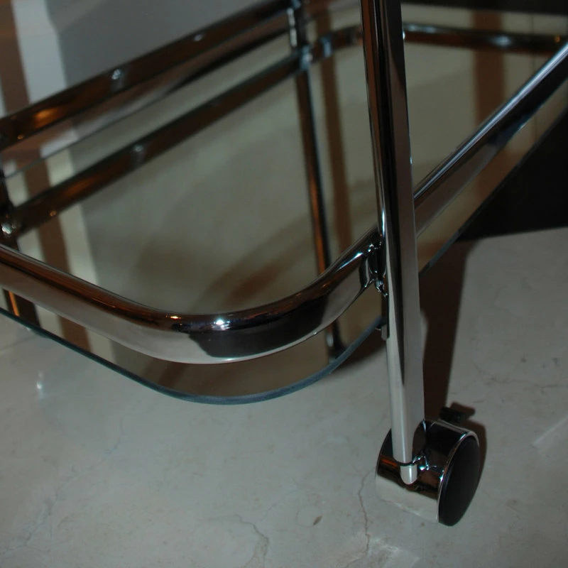 WHI Metal And Glass 2-Tier Trolley, Chrome 6 WHI Metal And Glass 2-Tier Trolley, Chrome - Image 6