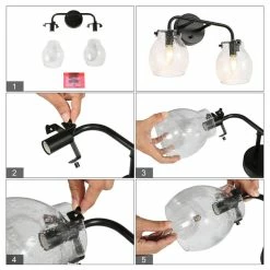 LNC Lighting LNC Modern 2-Light Black Bathroom Vanity Light With Globe Glass Shade -home bar shop 9ed15407030f226b 9858 w800 h800 b1 p0