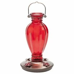 Woodstream Corp. Perky Pet Daisy Vase Vintage Glass Humming Bird Feeder, Red