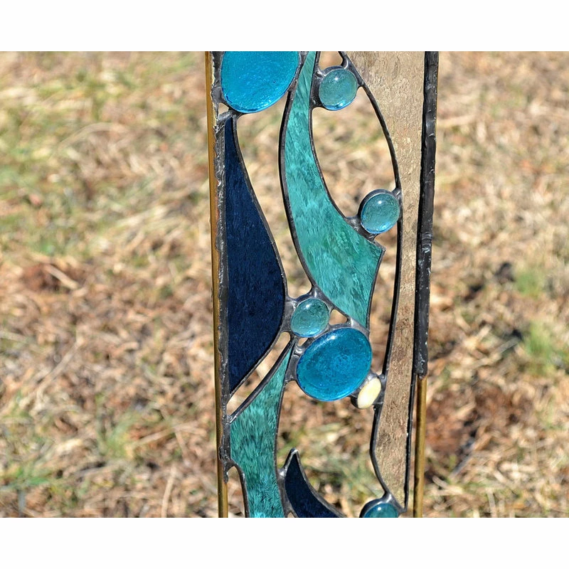 Windsong Glass Studio Stained Glass Garden Sculpture, "River View" 4 Windsong Glass Studio Stained Glass Garden Sculpture, "River View" - Image 4