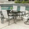 Pacific Casual Bristol 7pc Sling Swivel Dining Set With Glass Top Table