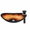 Novatto Rena Oval Glass Vessel Bathroom Sink Set, Oil Rubbed Bronze