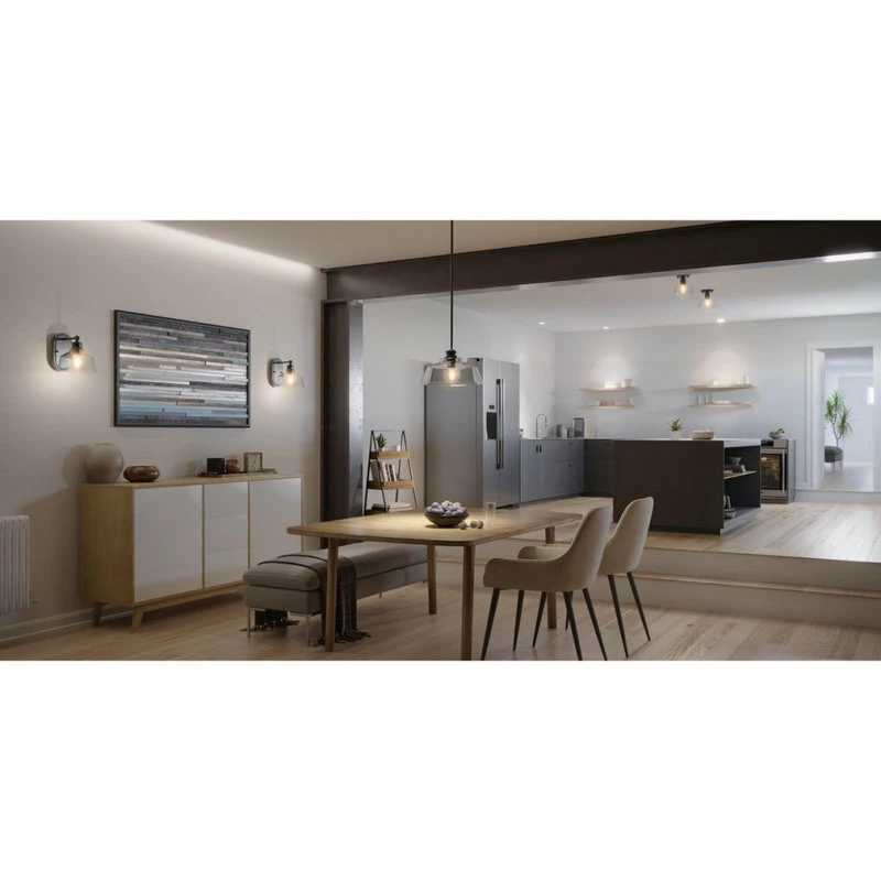 Progress Lighting Singleton 1-Light 7.62" Matte Black Farmhouse Vanity Light, Clear Glass Shade 3 Progress Lighting Singleton 1-Light 7.62" Matte Black Farmhouse Vanity Light, Clear Glass Shade - Image 3