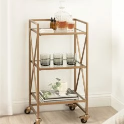Uniek Blex Glass And Metal Bar Cart, Gold, 16"x13"x32" 13 Uniek Blex Glass And Metal Bar Cart, Gold, 16"x13"x32" -home bar shop a181316302a36e6e 5598 w800 h800 b0 p0