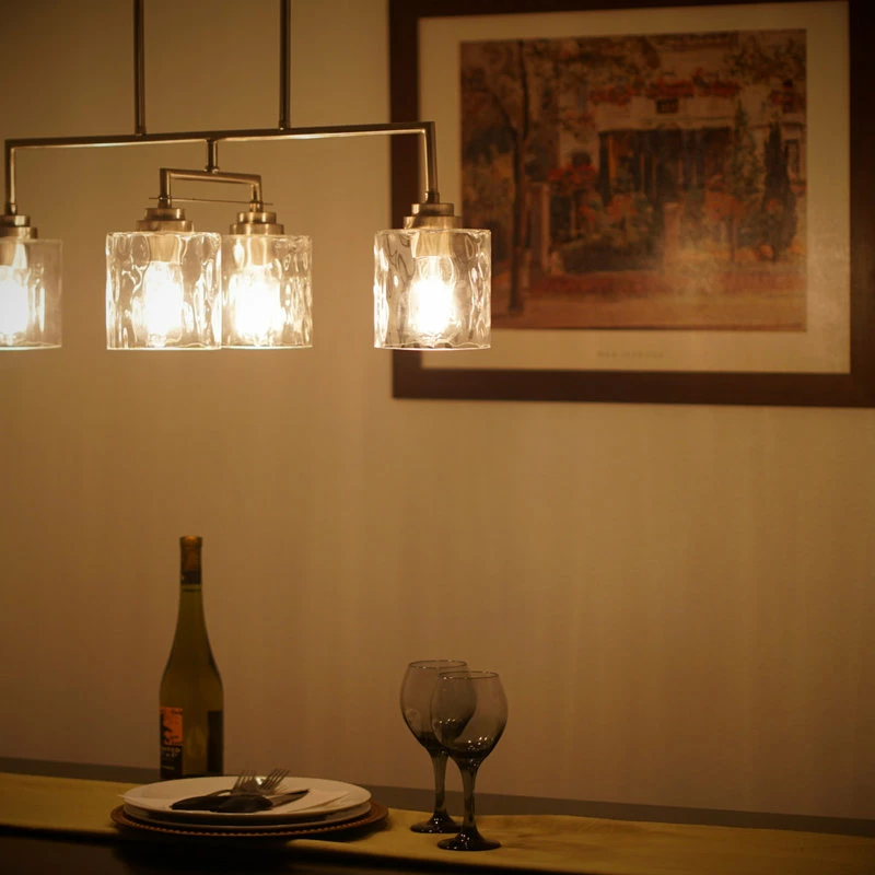 Kira Home Monroe 28" Island Light, Free Swinging Center Arm, Hammered Glass 4 Kira Home Monroe 28" Island Light, Free Swinging Center Arm, Hammered Glass - Image 4