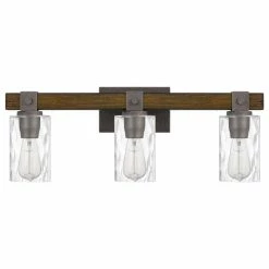 Starry Sky Trading Inc 3-Light 24'' Vanity Light Artisan Iron And Wood Finish Clear Glass Shade -home bar shop a1c13d780019df43 7311 w800 h800 b1 p0