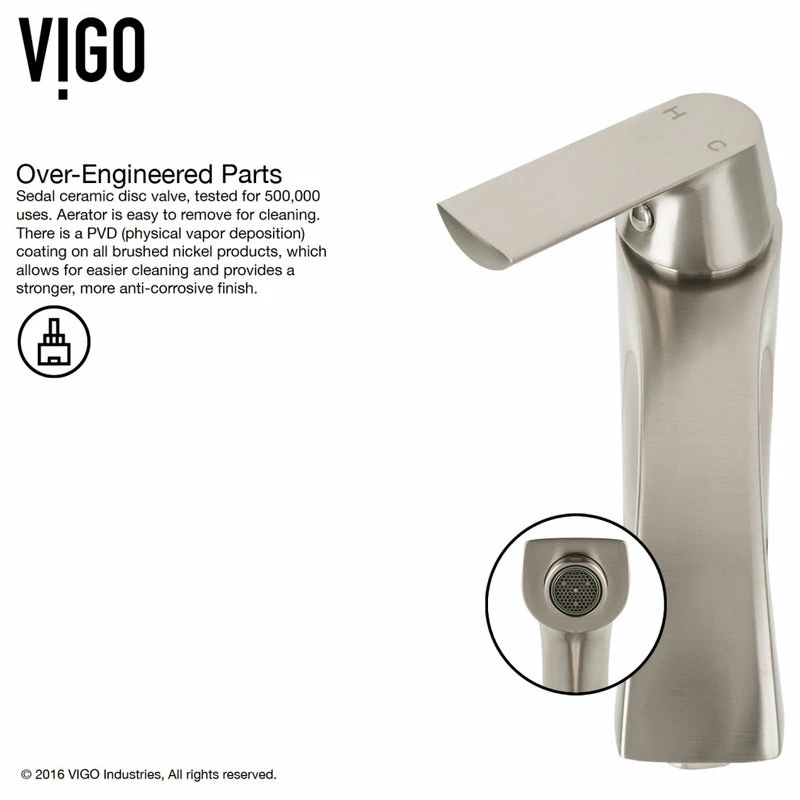 VIGO Crystalline Glass Vessel Sink And Linus Vessel Faucet, Brushed Nickel 15 VIGO Crystalline Glass Vessel Sink And Linus Vessel Faucet, Brushed Nickel - Image 15