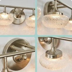 Kira Home Soleil 29" LED Bathroom Light, Etched Glass Shades, 3000K Soft White -home bar shop a3311a75036a56db 8444 w800 h800 b0 p0