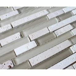 Rocky Point Tile Bliss Creme Brulee Stone And Glass Linear Mosaic Tile, 12"x12" Sheet -home bar shop a491480207bdbba1 4567 w800 h800 b0 p0