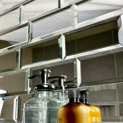 Abolos Reflections Peel & Stick 3x6 Beveled Glass Mirror Subway Tile In Glossy Silver, 1 Pc -home bar shop a4b1aea70335c804 4327 w800 h800 b0 p0