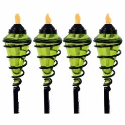 Sunnydaze Decor Sunnydaze 2-in-1 Swirling Metal Glass Outdoor Lawn Torch Set Of 4, Green