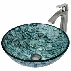 VIGO Oceania Glass Vessel Sink And Linus Faucet Set, Brushed Nickel Finish -home bar shop a4f191760e9ed988 2607 w800 h800 b1 p0