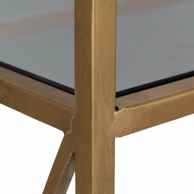 Uniek Blex 2-Shelf Glass And Metal Rolling Bar Cart, Gold 25.75x12.75x31.75 4 Uniek Blex 2-Shelf Glass And Metal Rolling Bar Cart, Gold 25.75x12.75x31.75 - Image 4