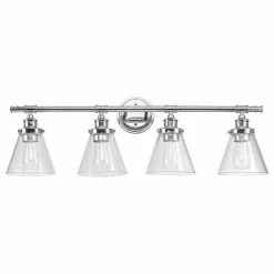 Globe Electric Parker 4-Light Chrome Vanity Light With Clear Glass Shades