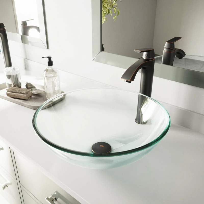 VIGO Crystalline Glass Vessel Bathroom Sink 3 VIGO Crystalline Glass Vessel Bathroom Sink - Image 3