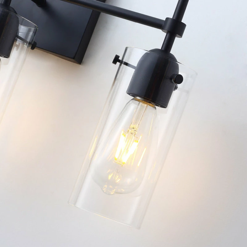 Aiwen Concise Modern Geometric Cylinder Glass Shade Vanity Light, 3-Light 6 Aiwen Concise Modern Geometric Cylinder Glass Shade Vanity Light, 3-Light - Image 6