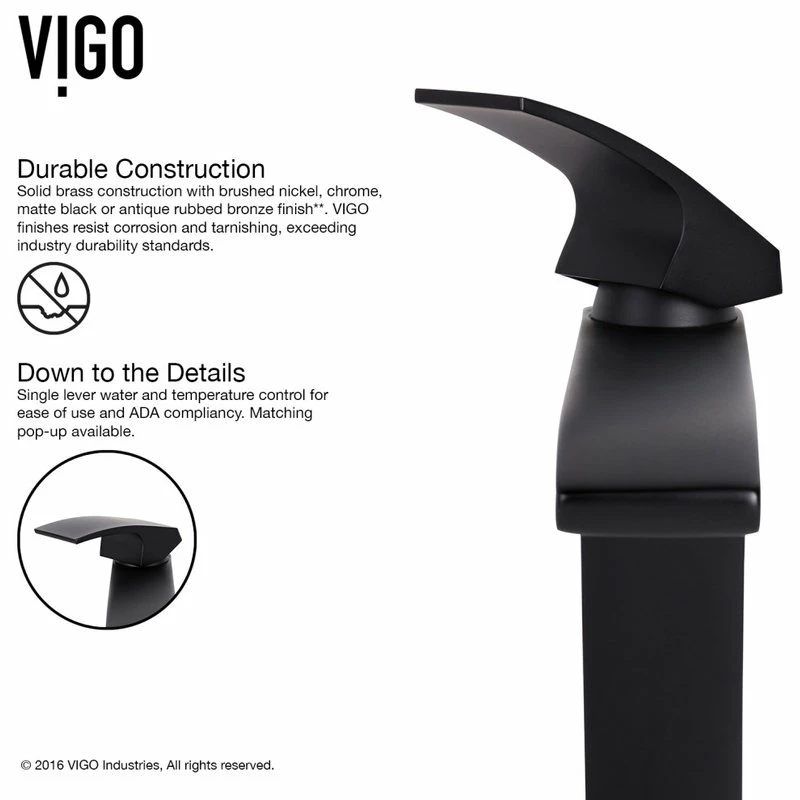 VIGO Simply Silver Glass Vessel Sink And Blackstonian Faucet Set, Matte Black 14 VIGO Simply Silver Glass Vessel Sink And Blackstonian Faucet Set, Matte Black - Image 14