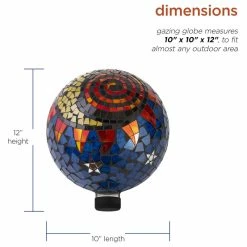 Alpine Corporation Indoor/Outdoor Glass Mosaic Sun And Moon Design Gazing Globe Yard Decoration -home bar shop a6e18fd70036949a 3490 w800 h800 b1 p0